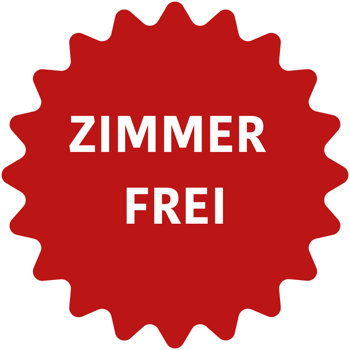 Ein rotes Siegel mit der Aufschrift 'Zimmer frei'